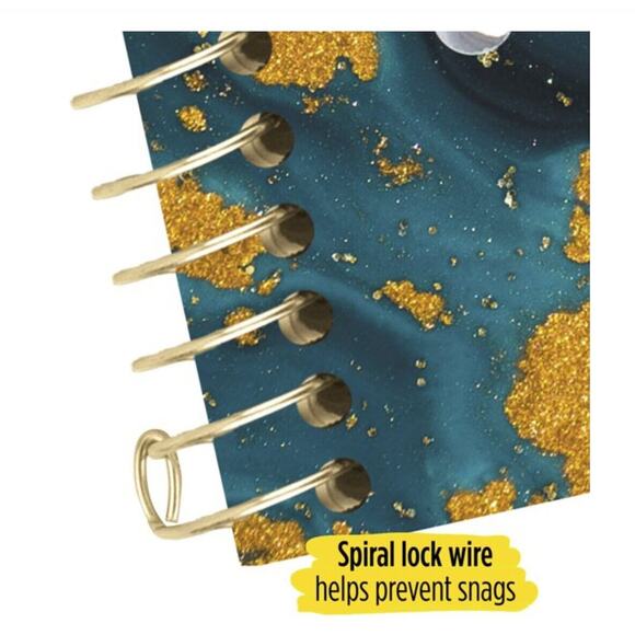 Five Star Spiral Notebook 1 Subject Wide Ruled 2 Pocket Gold Galaxy 100 Sheets - Picture 4 of 8